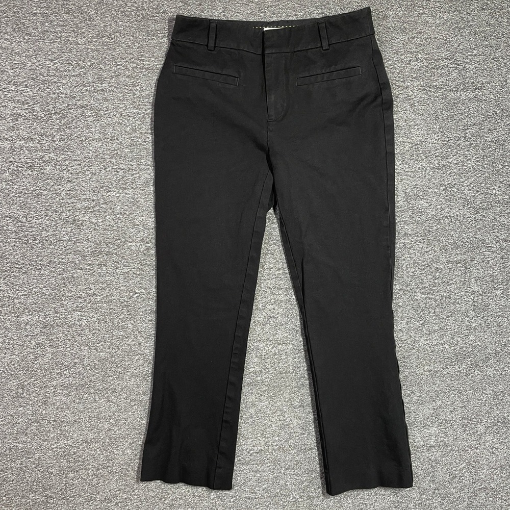 Maeve Anthropologie Black Slim Kick Flare Cropped Pants Size 2 Stretch Trousers